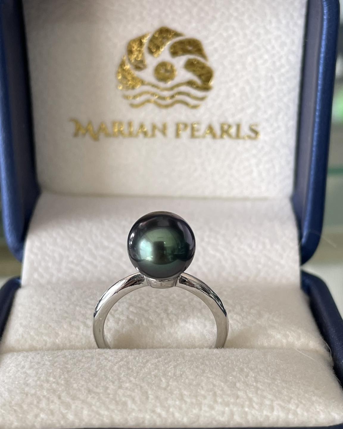 Nhẫn ngọc trai đen tahiti cỡ ngọc 8.5ly