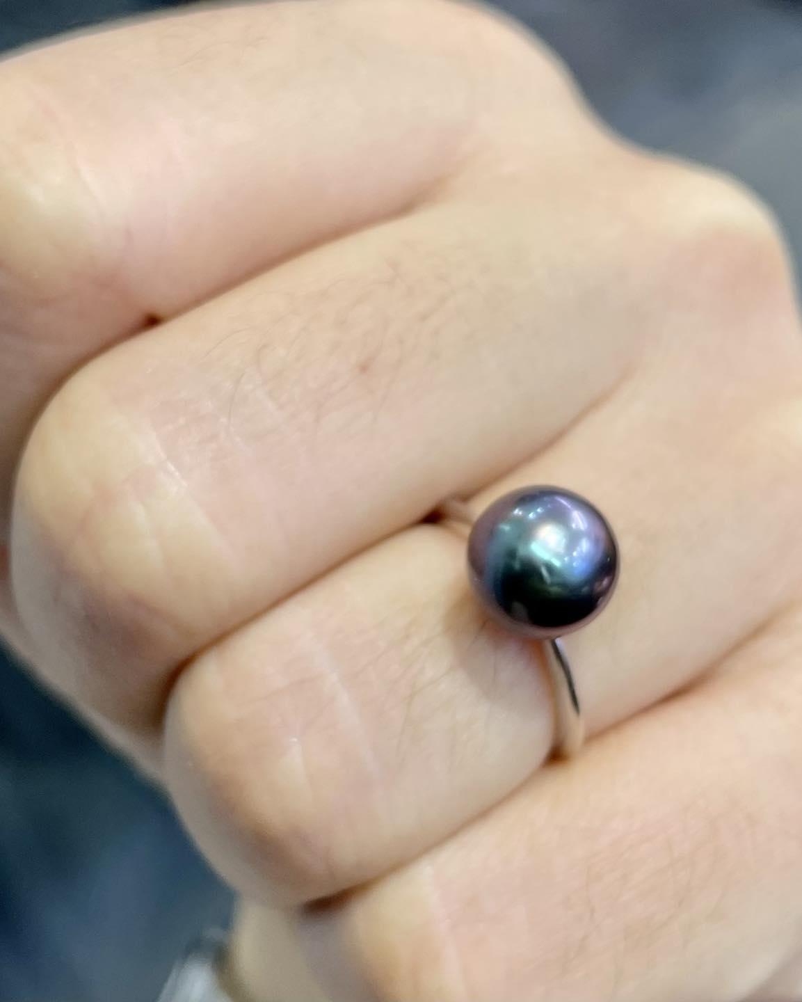 Nhẫn ngọc trai đen tahiti cỡ ngọc 8.5ly