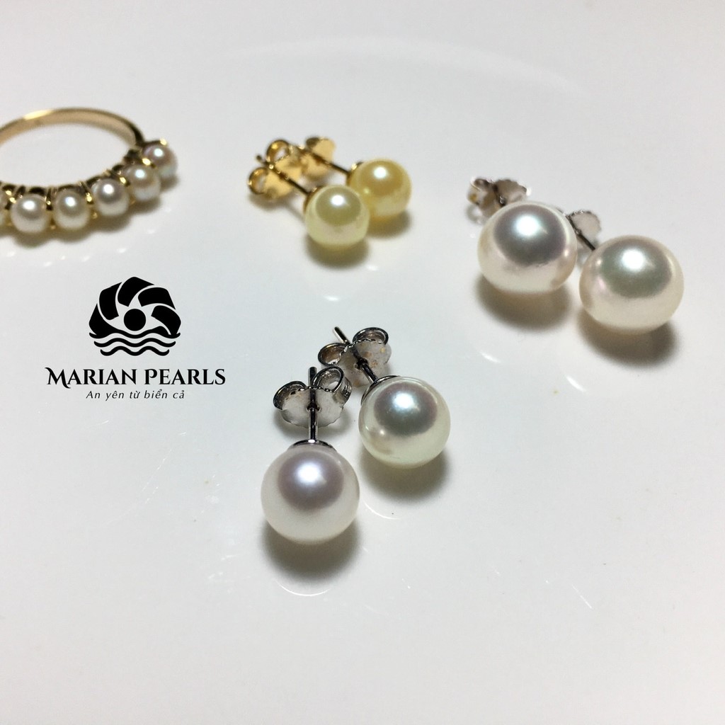 Bông tai Ngọc trai Akoya có độ ánh hoàn hảo Marian Pearls