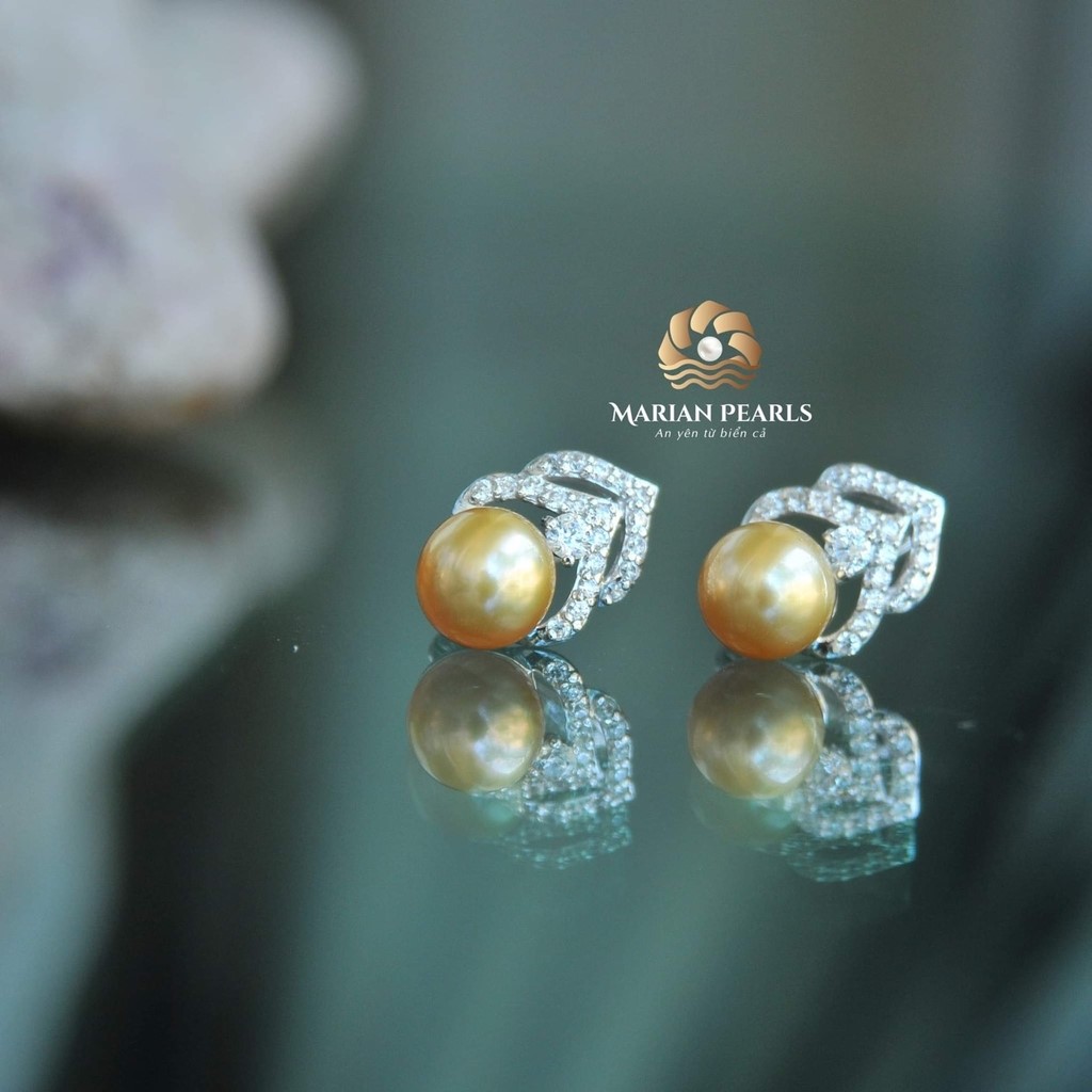 Bông tai ngọc trai Akoya vàng