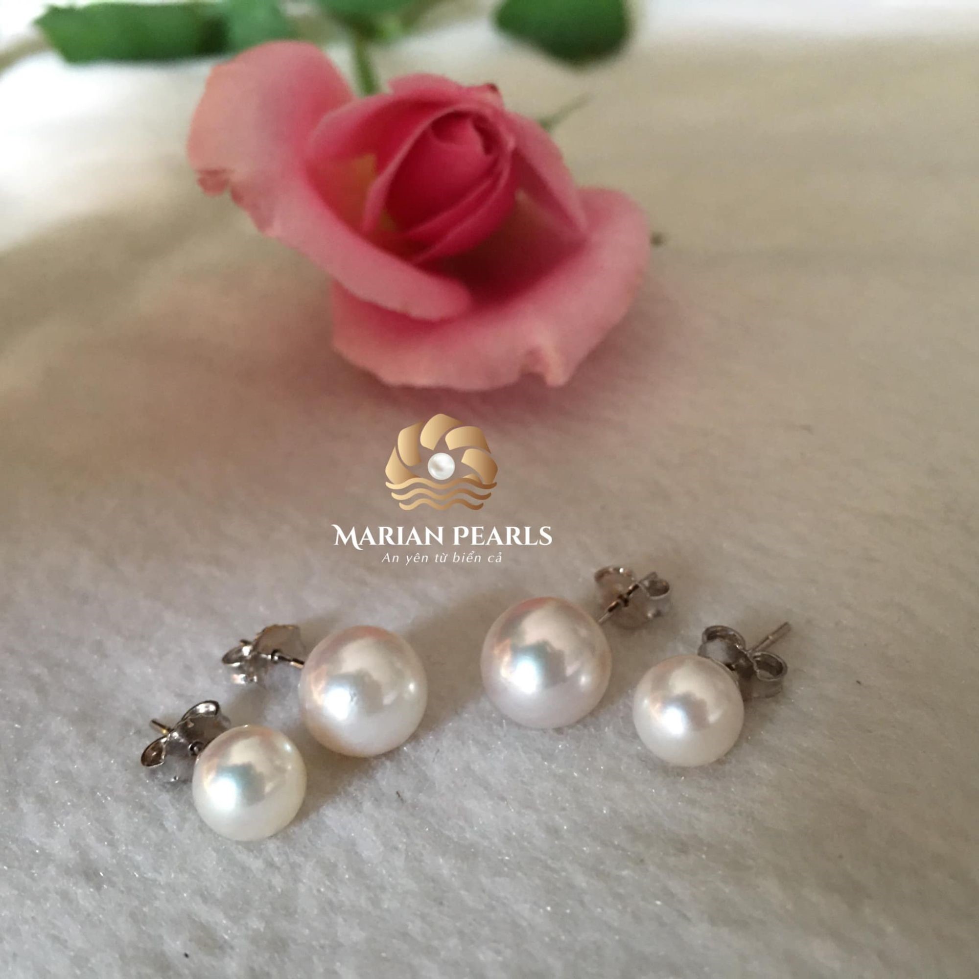 Bông tai nụ ngọc trai Akoya
