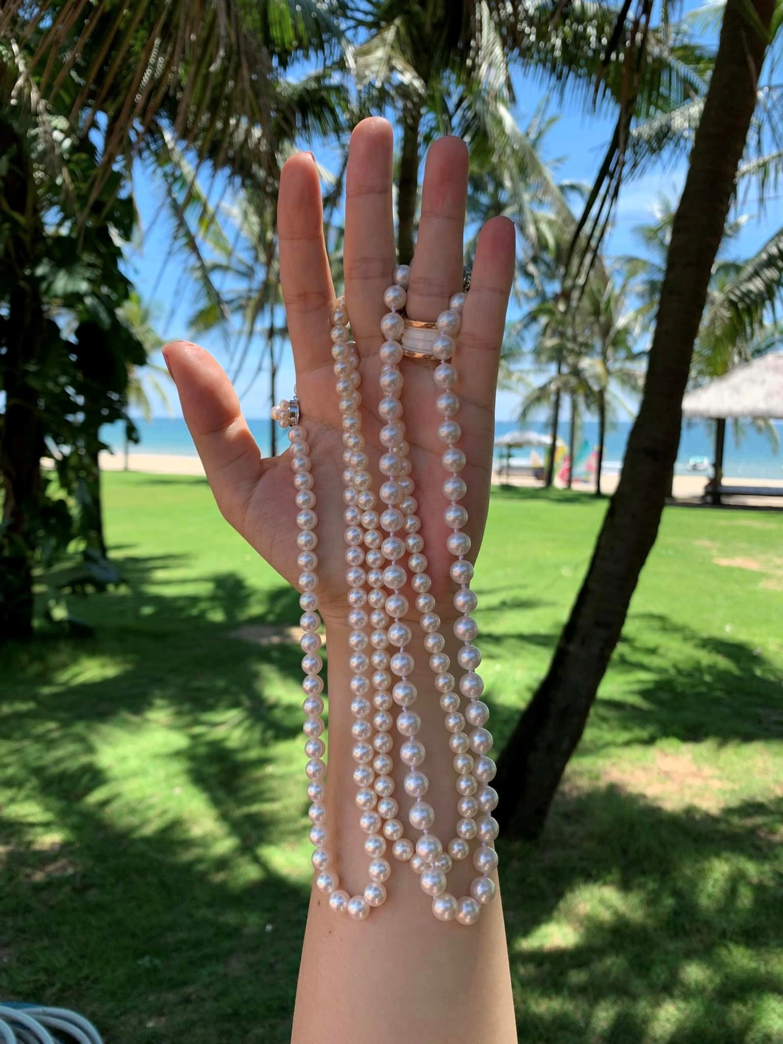 Chuỗi vòng cổ ngọc trai Akoya trắng