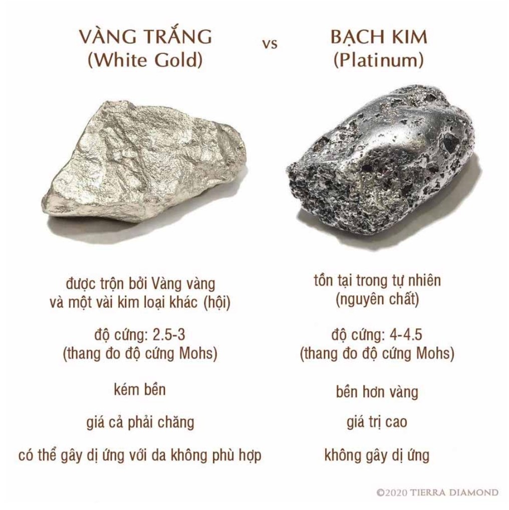 Bạch kim và vàng trắng có phải là một hay không?