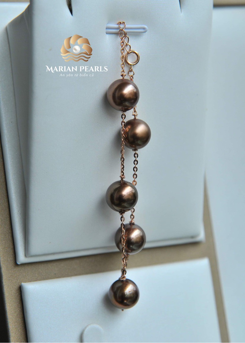 Lắc Tay Ngọc Trai Tahiti nâu cách điệu