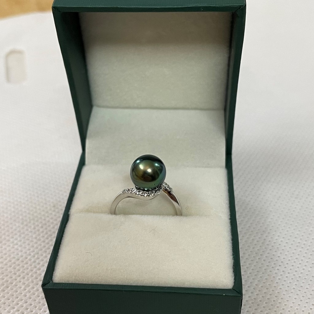 Nhẫn vàng 10K kết hợp ngọc trai Tahiti