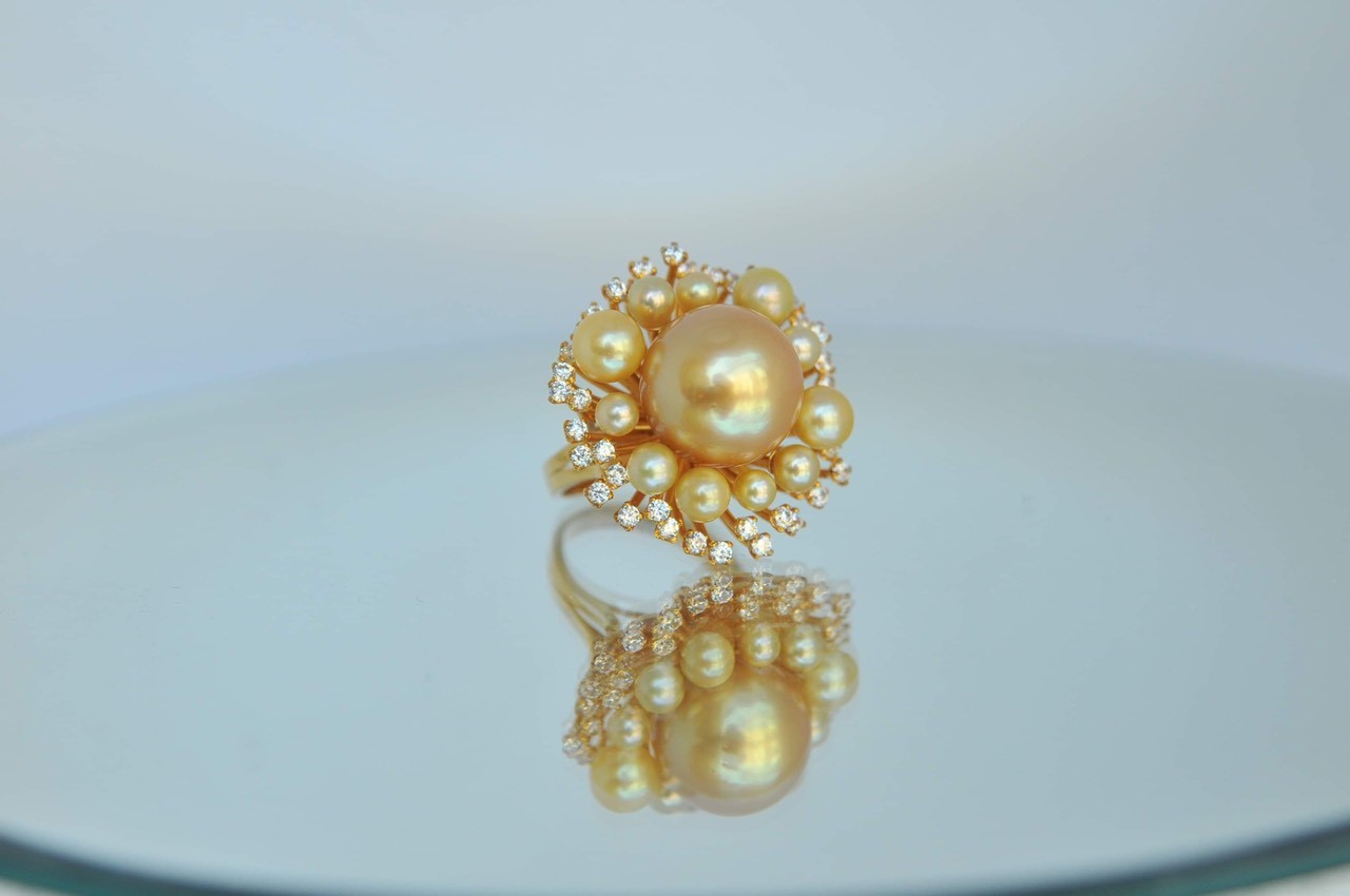 Nhẫn Ngọc Trai Southsea Kết Hợp Ngọc Akoya Nhí