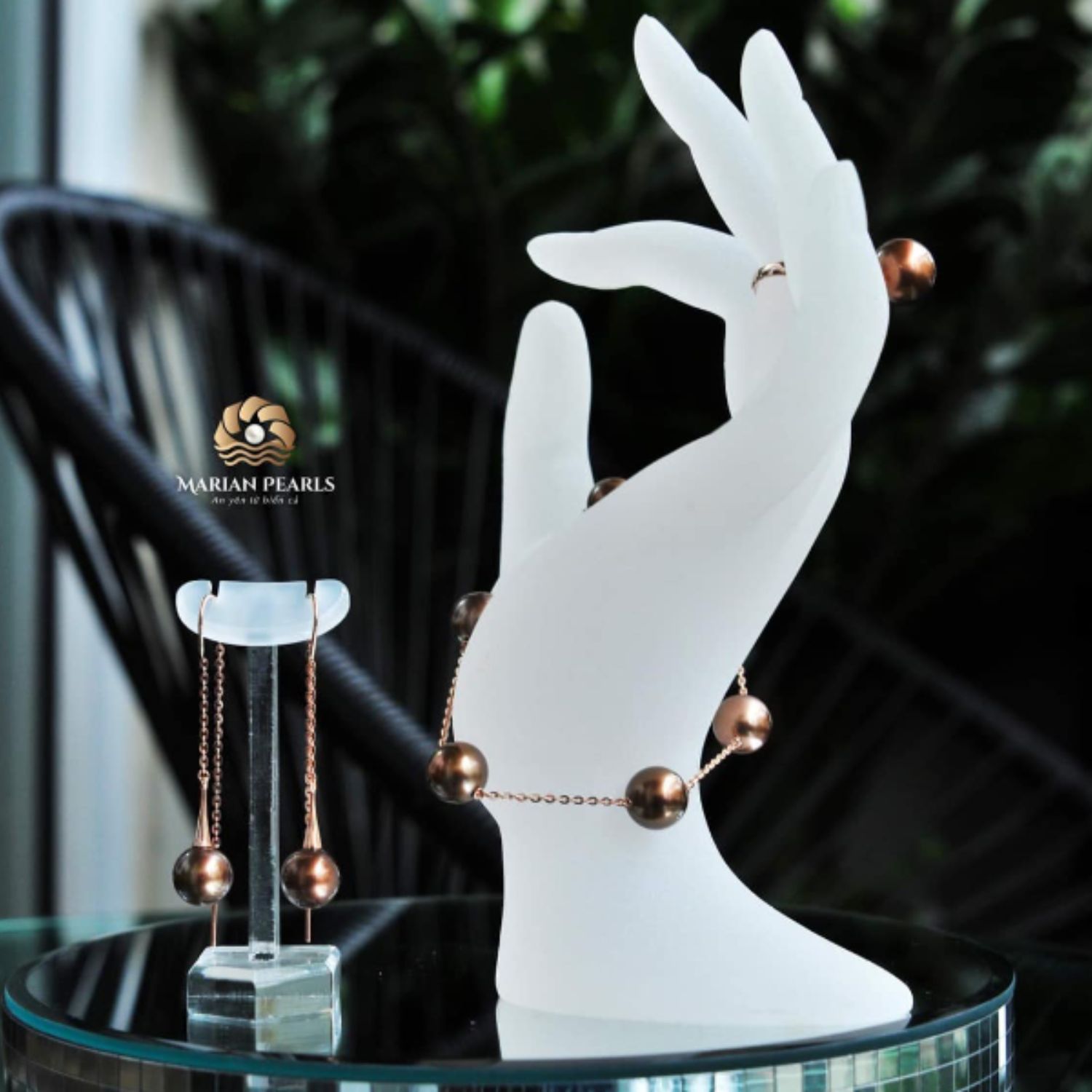 Bộ trang sức Ngọc trai Tahiti nâu