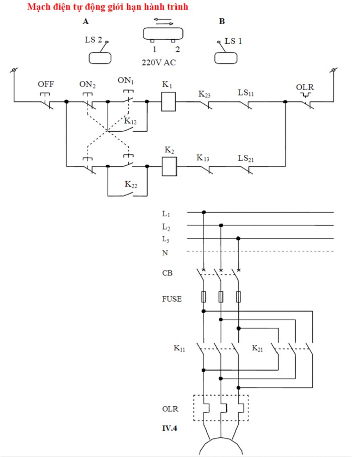 sơ đồ mạch điện tự động giới hạn hành trình