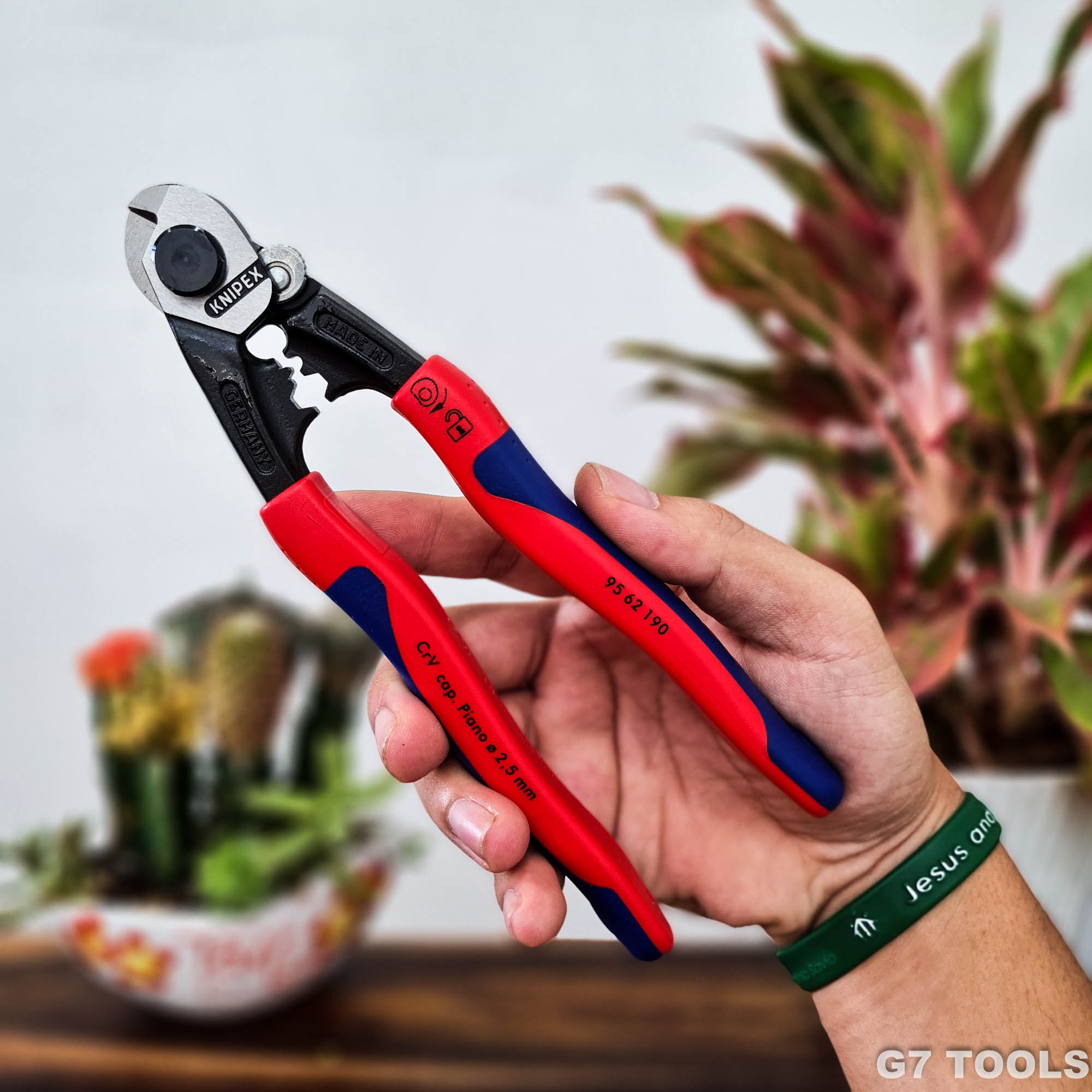 Knipex 95 62 190 Kìm Cắt Cáp Thép Bện Wire Rope và Bấm Cos Bowden