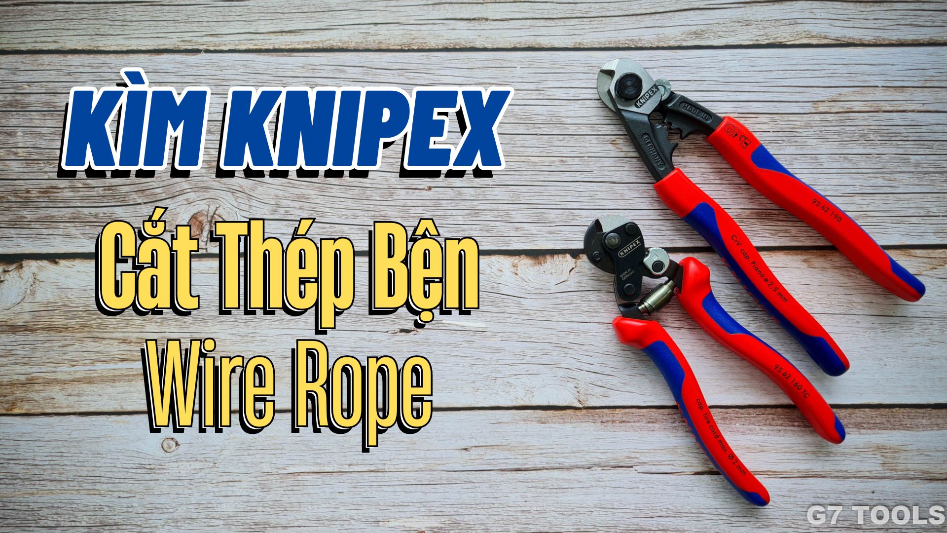 Knipex 95 62 190 Kìm Cắt Cáp Thép Bện Wire Rope và Bấm Cos Bowden