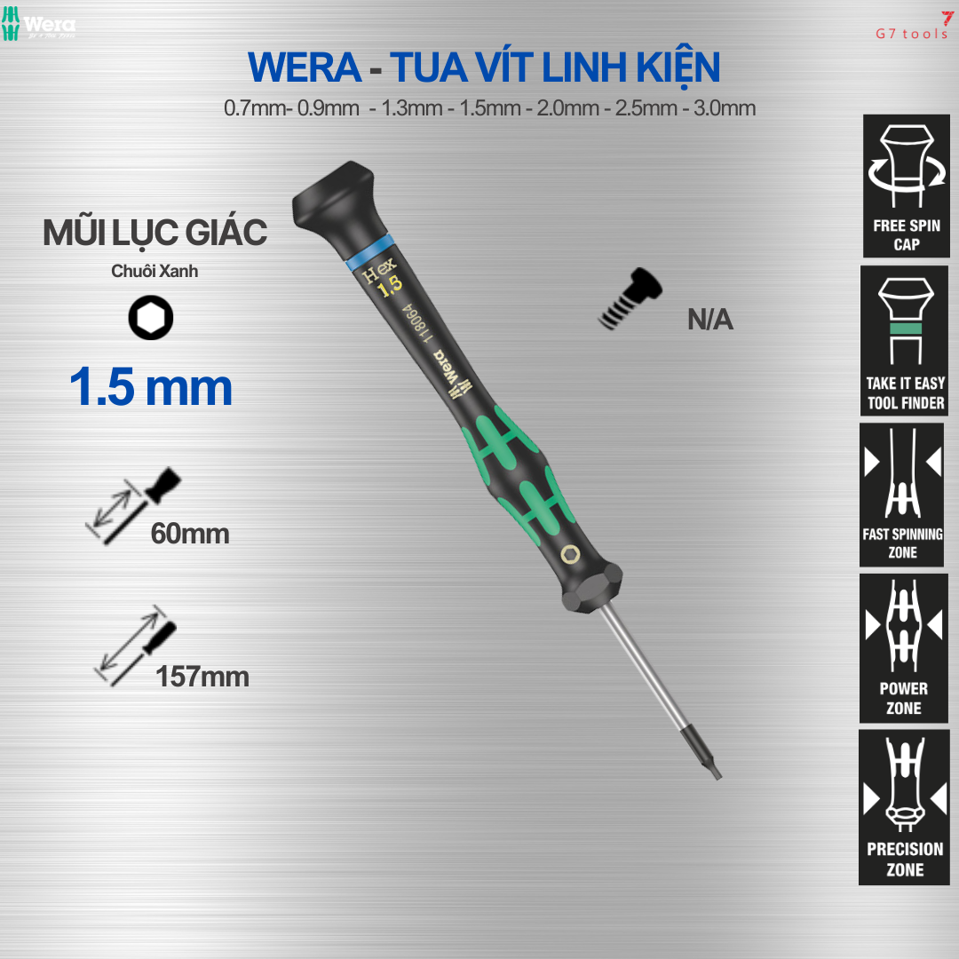 Wera 2054 Tua Vít Lục Giác 1.5mm - Mở Linh Kiện (Mã Sản Phẩm 118066)