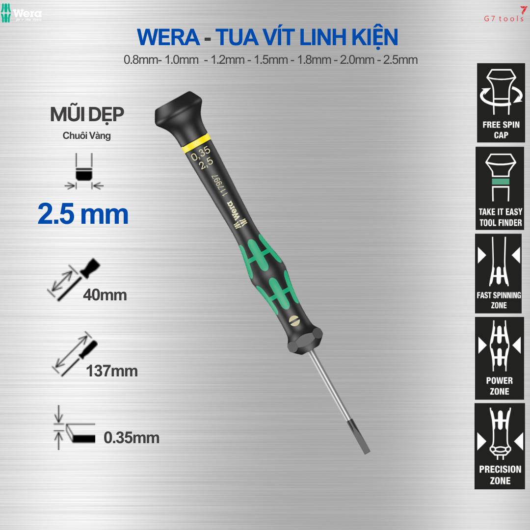 Tua Vít Mũi Dẹp 2.5mm - Wera 2035 Mở Linh Kiện (Mã Sản Phẩm 117997)