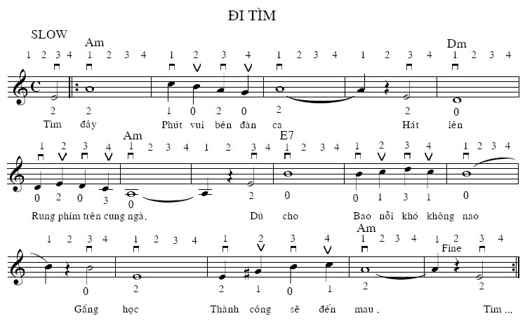 Bản nhạc guitar điệu slow - lớp đàn guitar giá rẻ ở hà đông