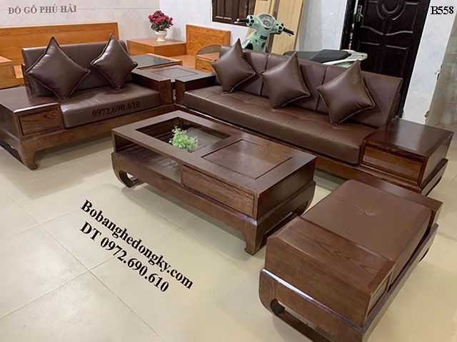 bộ bàn ghế gỗ phòng khách có đệm