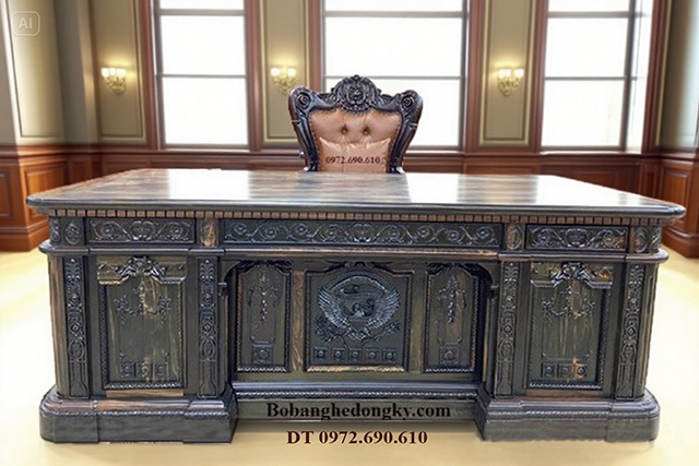 Bàn ghế làm việc gỗ mun