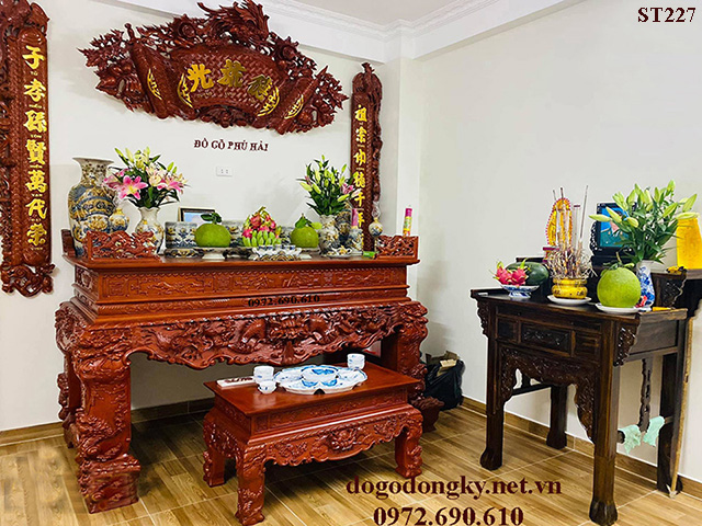 bàn thờ chạm tứ linh