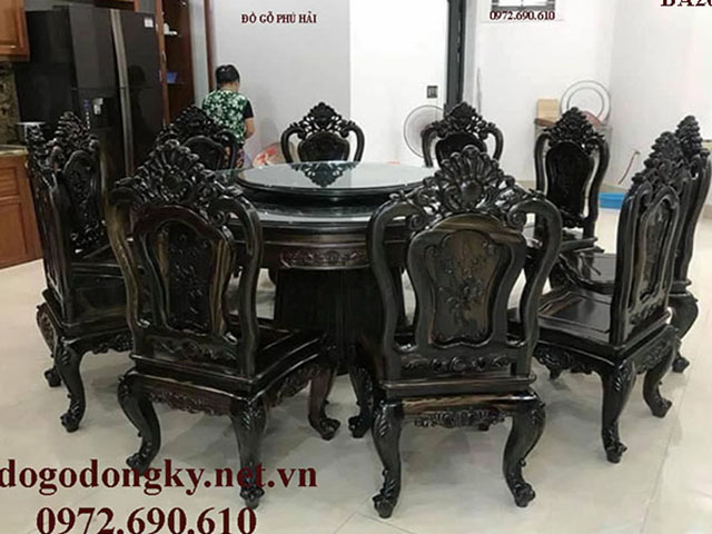 Bộ bàn ghế ăn gỗ mun