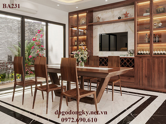 Bộ bàn ghế ăn gỗ sồi nga