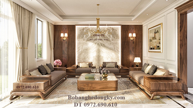 Bộ bàn ghế phòng khách gỗ sồi đẹp