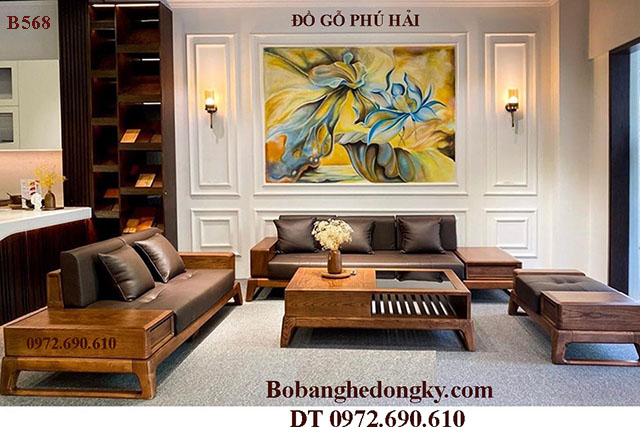 Bộ bàn ghế sofa gỗ có nệm