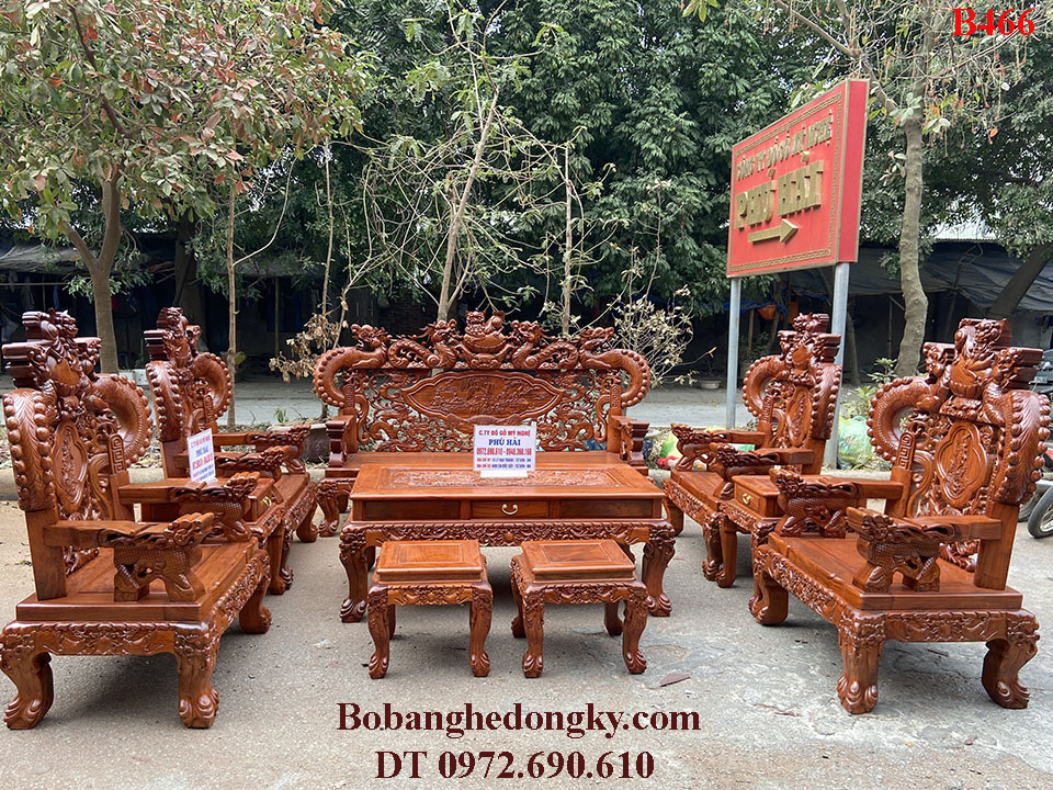 bo ban ghe cham rong go huong