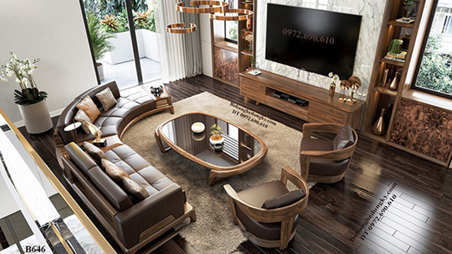 Bộ sofa cao cấp gỗ óc chó
