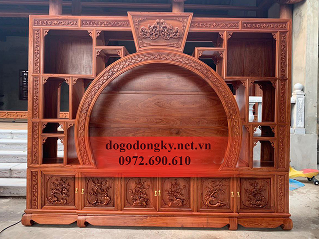 Mẫu vách gỗ trưng bày phòng khách đẹp