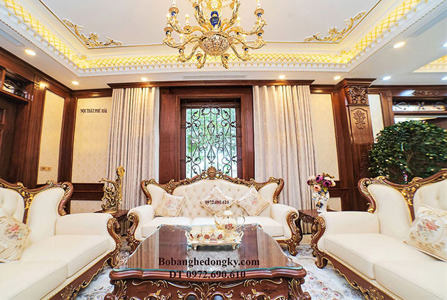 Sofa tân cổ điển dát vàng