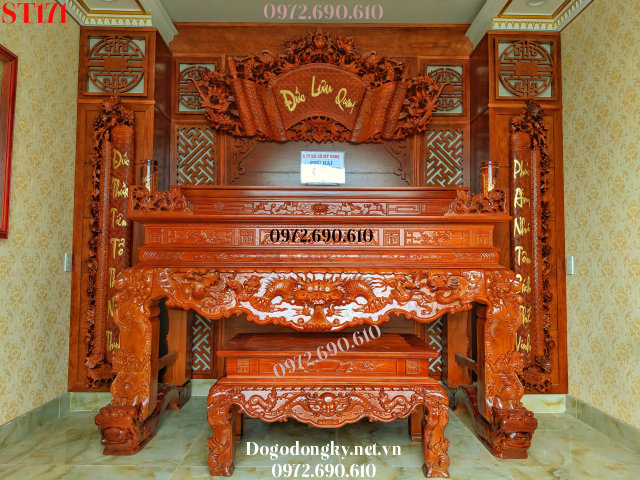 bàn thờ gia tiên gỗ gụ