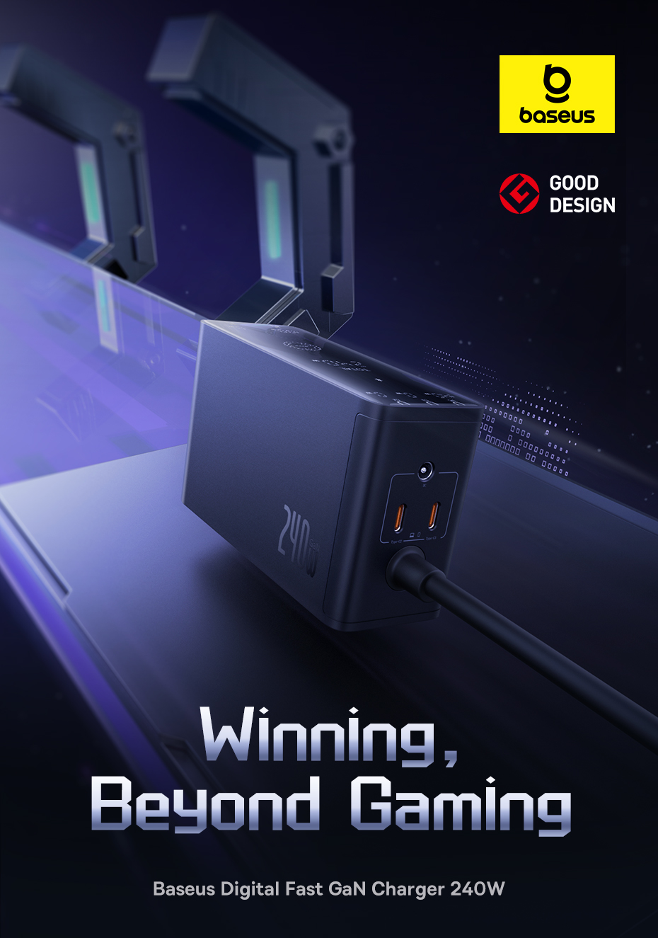 chube Bộ Sạc GaN Baseus 240W 3C+U+DC App Control
