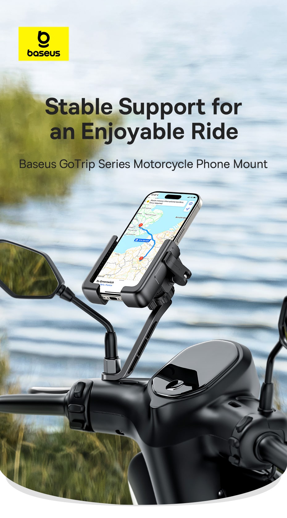 chube Đế Giữ Điện Thoại Xe Máy Baseus GoTrip Series Bike Phone Mount
