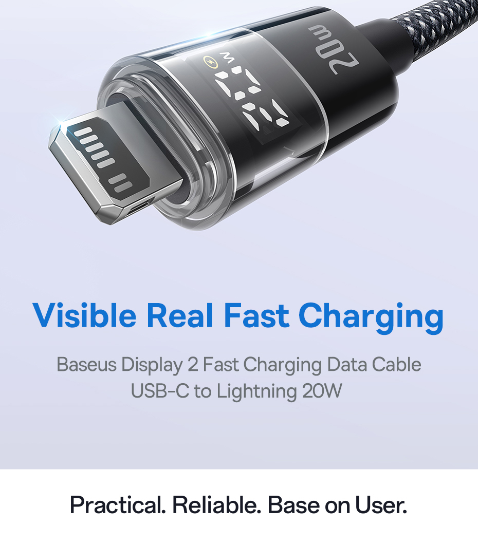 chube Cáp Sạc Nhanh C to Lightning Baseus Display 2 20W