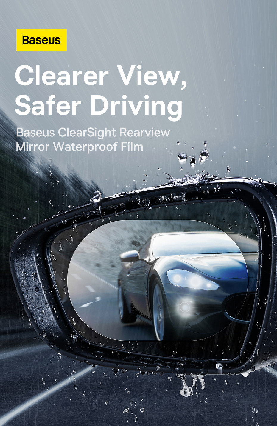 chube Phim chống nước gương chiếu hậu Baseus ClearSight Clear, gói 2