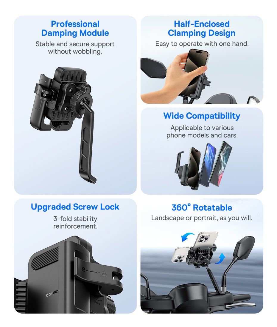 chube Đế Giữ Điện Thoại Xe Máy Baseus GoTrip Series Bike Phone Mount