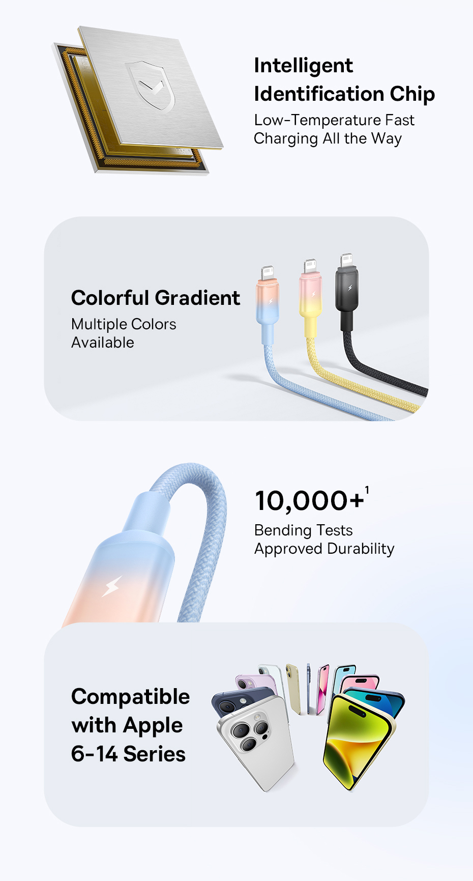 chube Cáp Sạc Nhanh USB to Lightning Baseus Discolor Series 2.4A