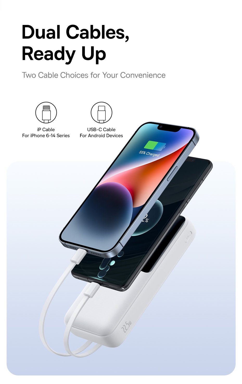 chube Pin sạc dự phòng Baseus Lipow Dual-Cable 22.5W 20000mAh