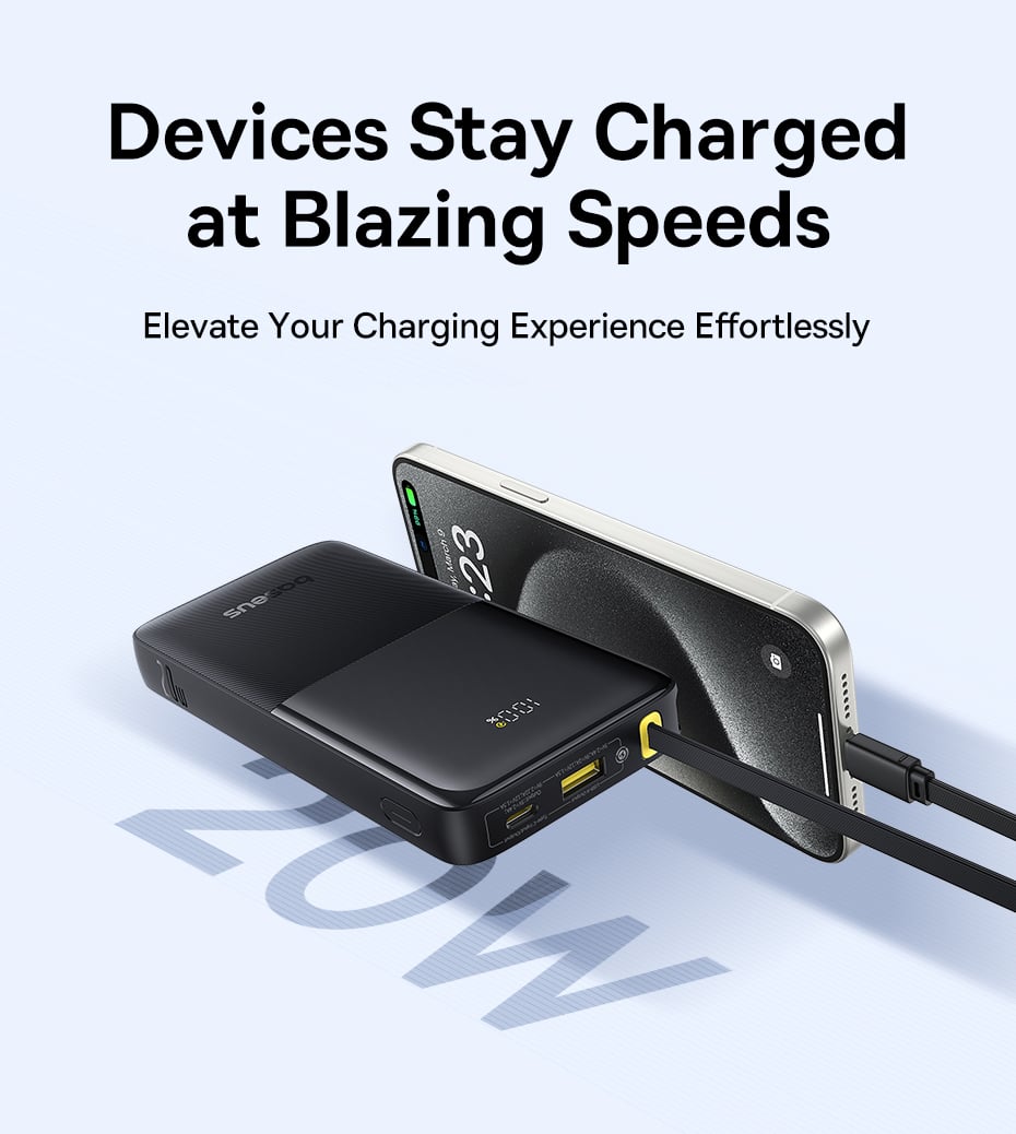 chube Backup Battery with cable Baseus Bipow2 10000mAh/20000mah 20W