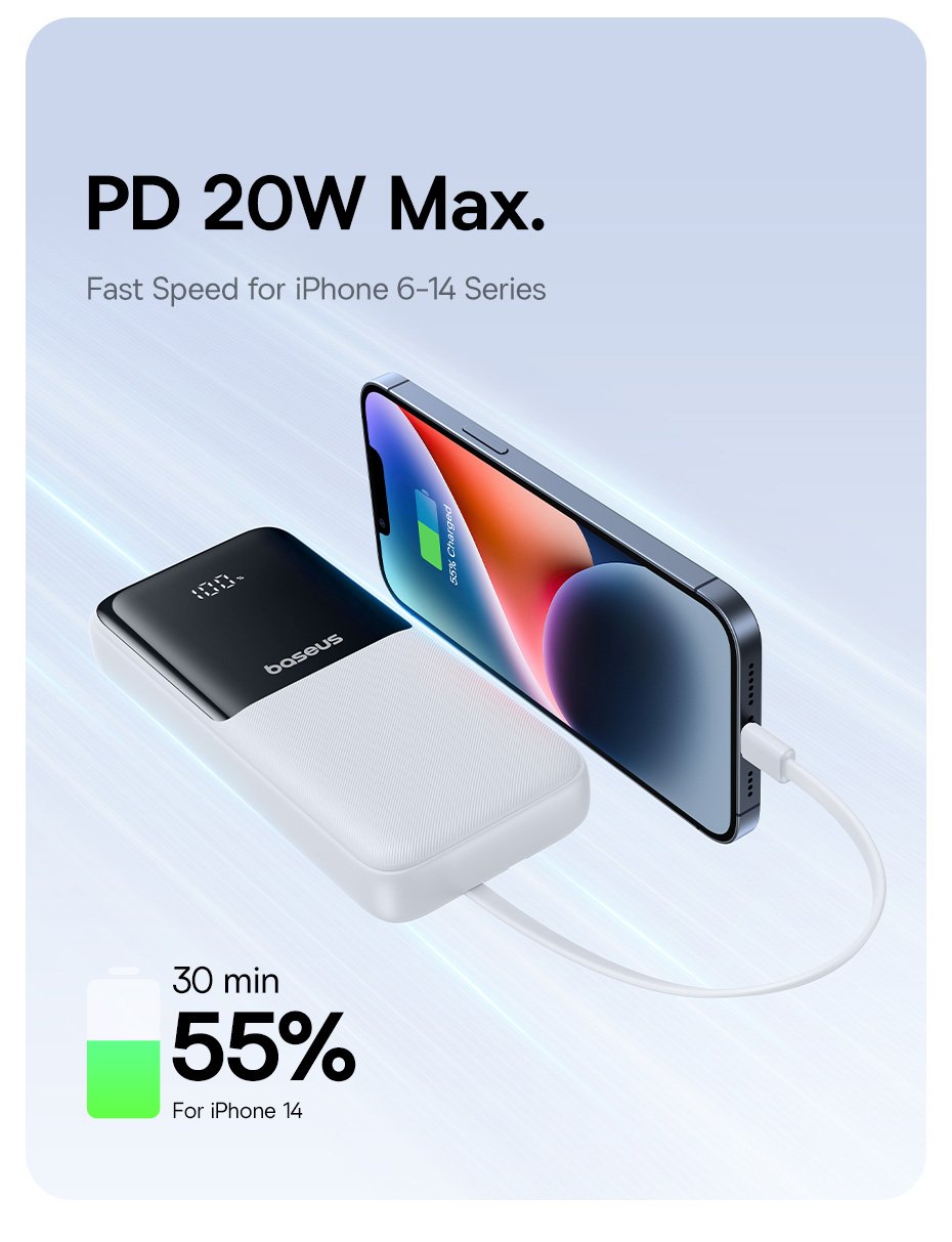 chube Pin sạc dự phòng Baseus Lipow Dual-Cable 22.5W 20000mAh