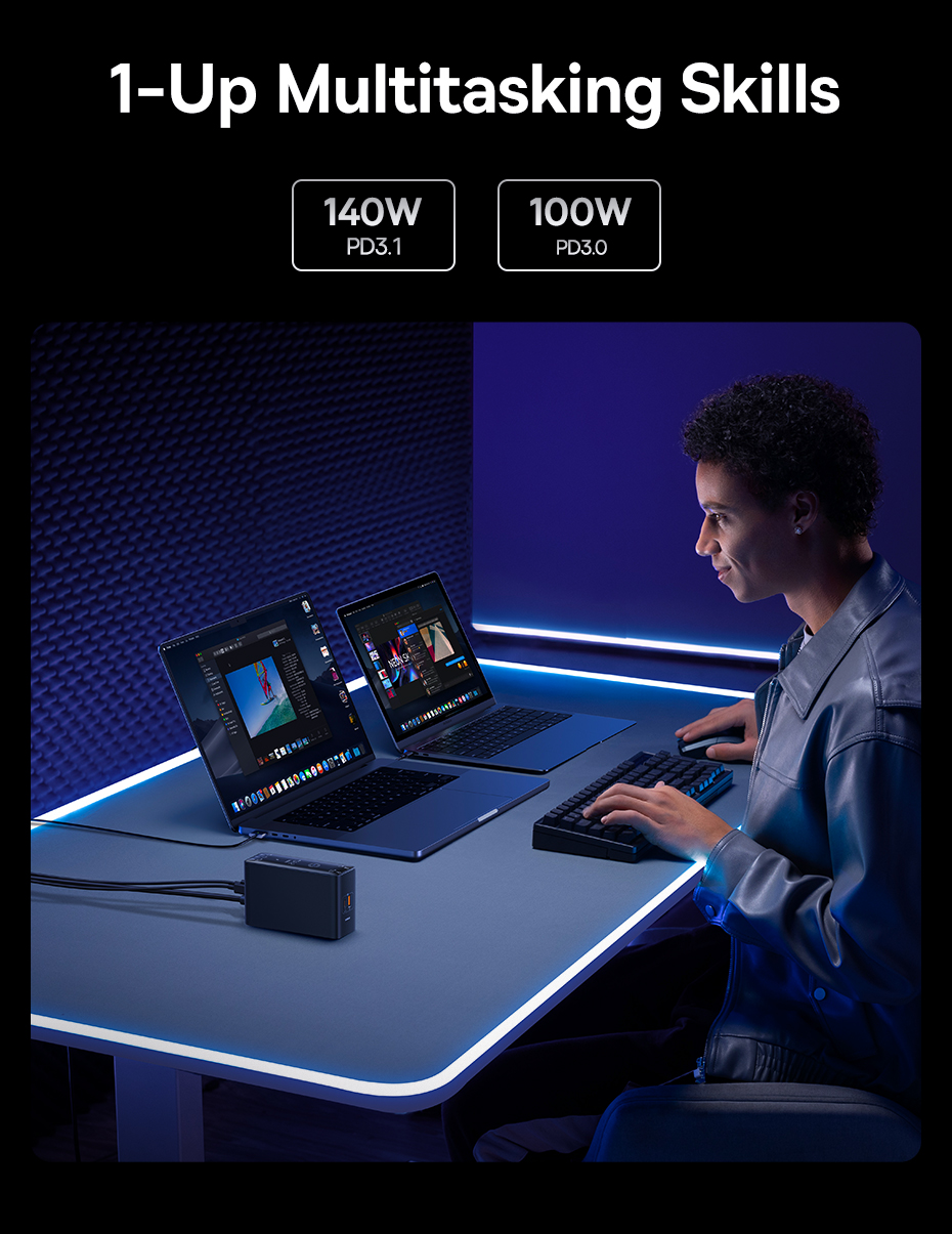 chube Bộ Sạc GaN Baseus 240W 3C+U+DC App Control