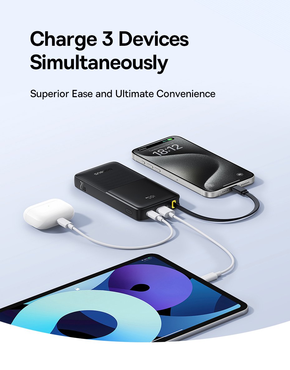 chube Backup Battery with cable Baseus Bipow2 10000mAh/20000mah 20W