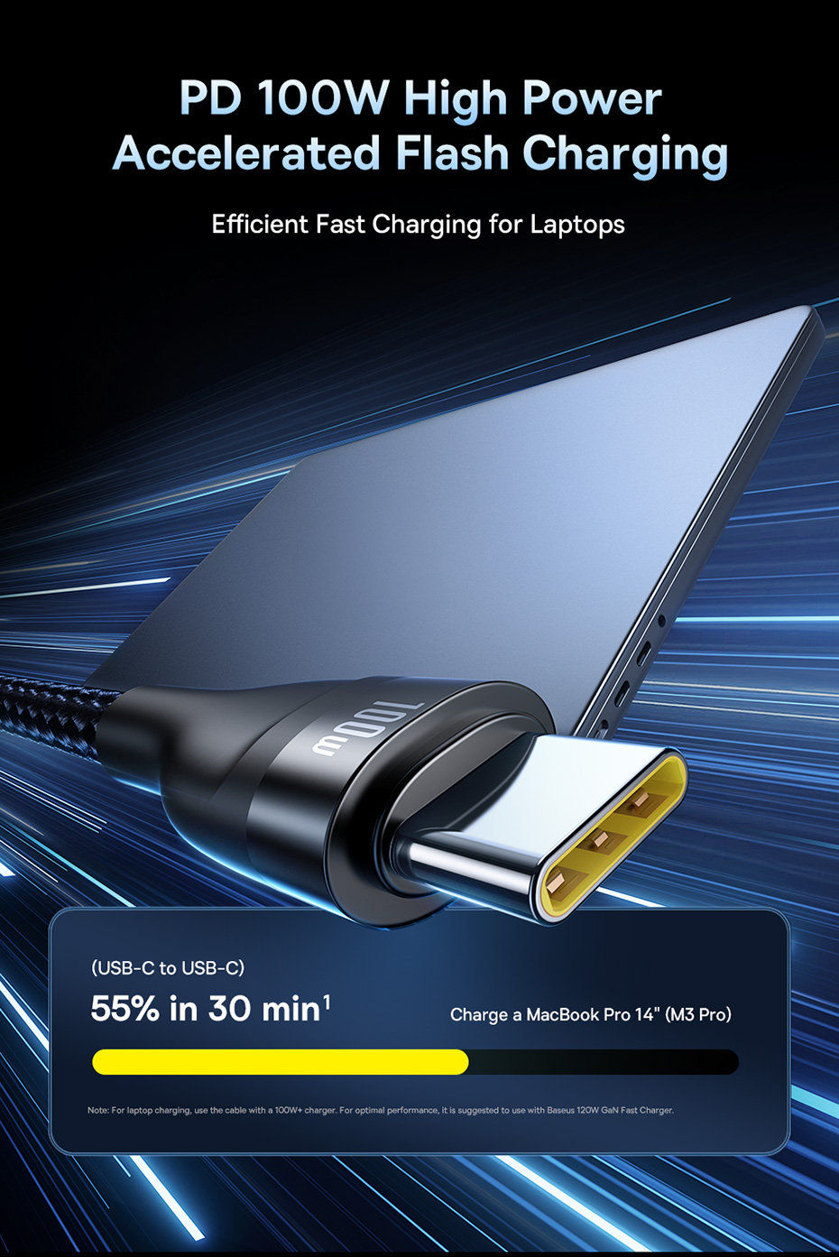 chube Cáp sạc nhanh đa năng Baseus Flash Series 3 100W C to C+C+L