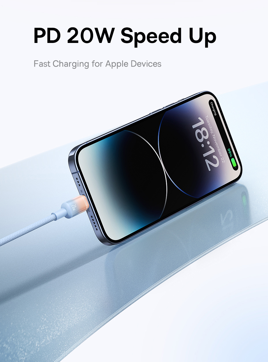 chube Cáp Sạc Nhanh C to Lightning Baseus Discolor Series 20W