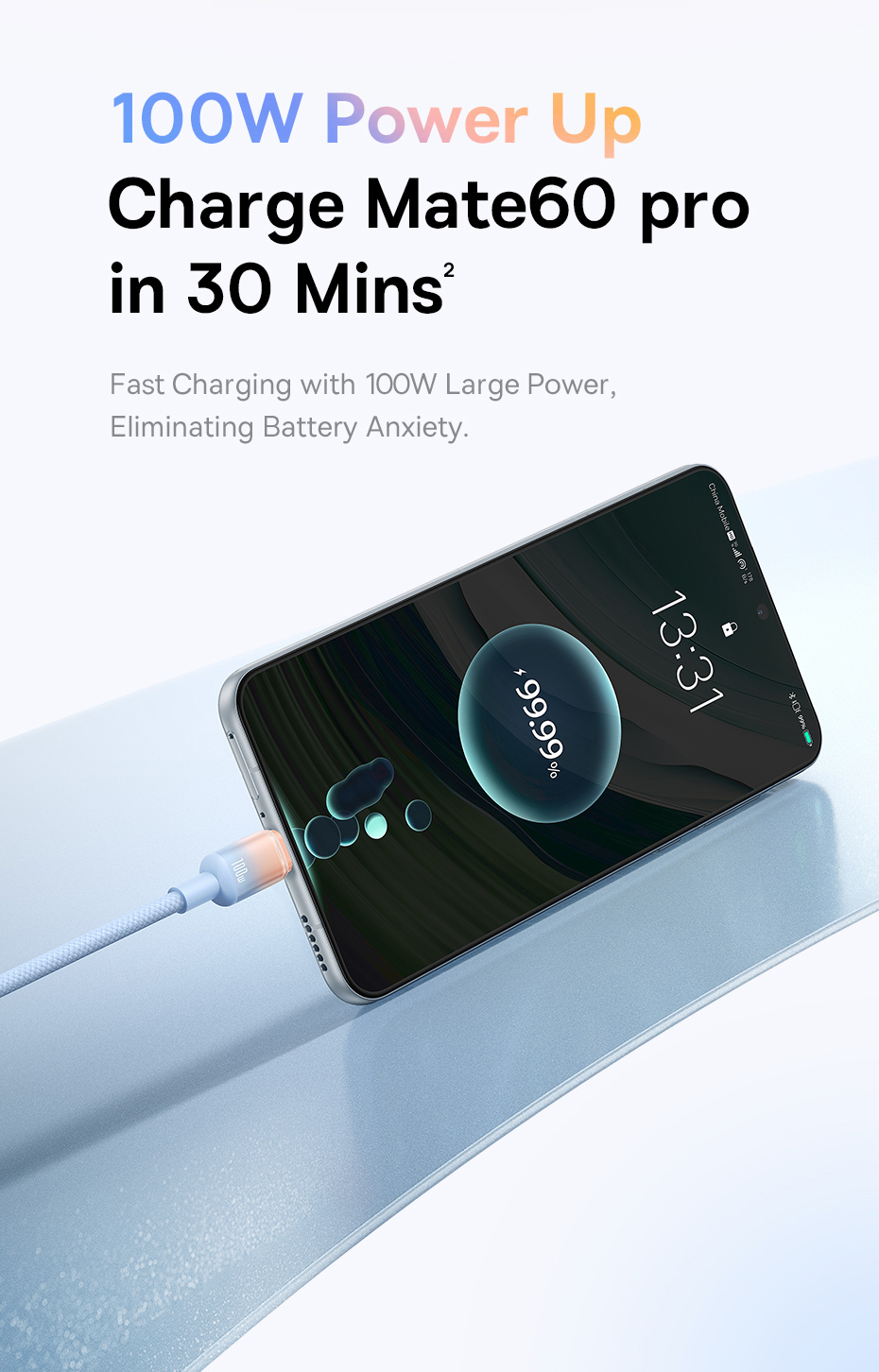 chube Cáp Sạc Nhanh USB to Type-C Baseus Discolor Series 100W