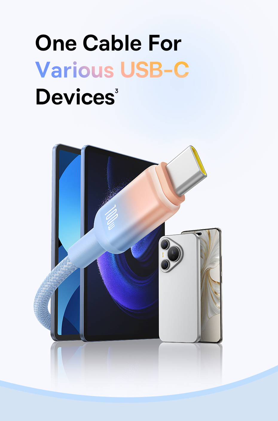 chube Cáp Sạc Nhanh USB to Type-C Baseus Discolor Series 100W