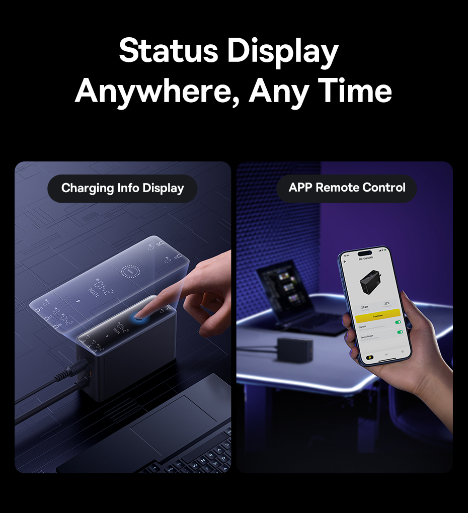 chube Bộ Sạc GaN Baseus 240W 3C+U+DC App Control