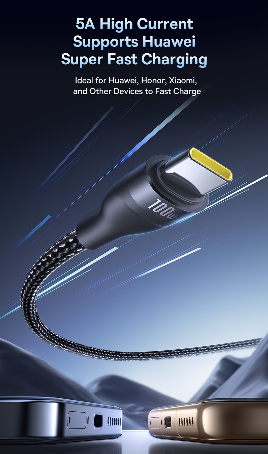 chube Cáp sạc nhanh đa năng Baseus Flash Series 3 100W C to C+C+L