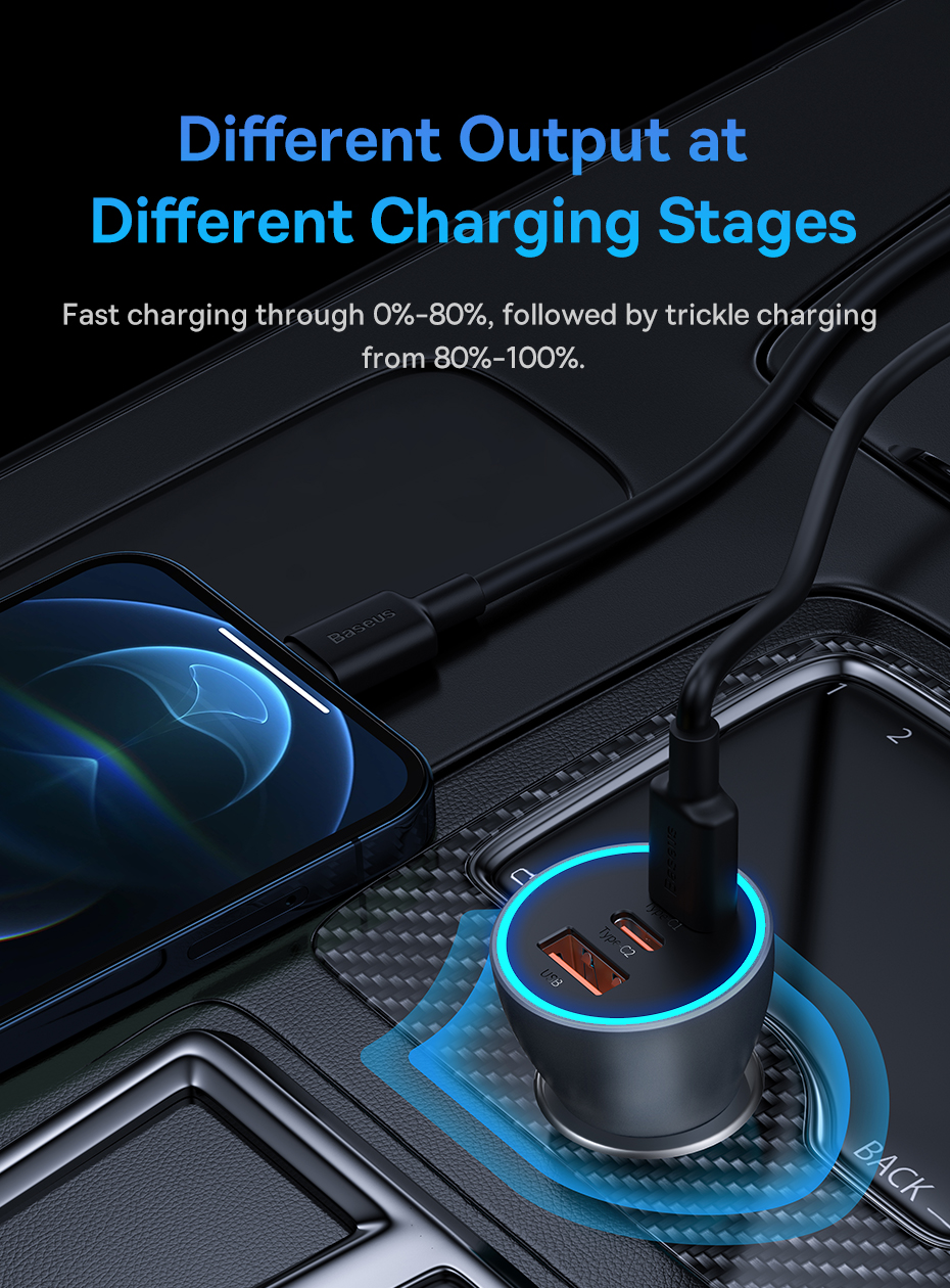 chube Bộ sạc ô tô sạc nhanh Baseus Golden Contactor Pro GaN U+2C 65W