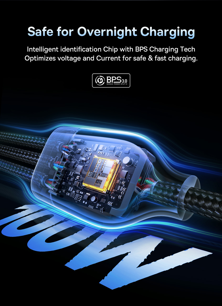 chube Cáp sạc nhanh đa năng Baseus Flash Series 3 100W C to C+C+L