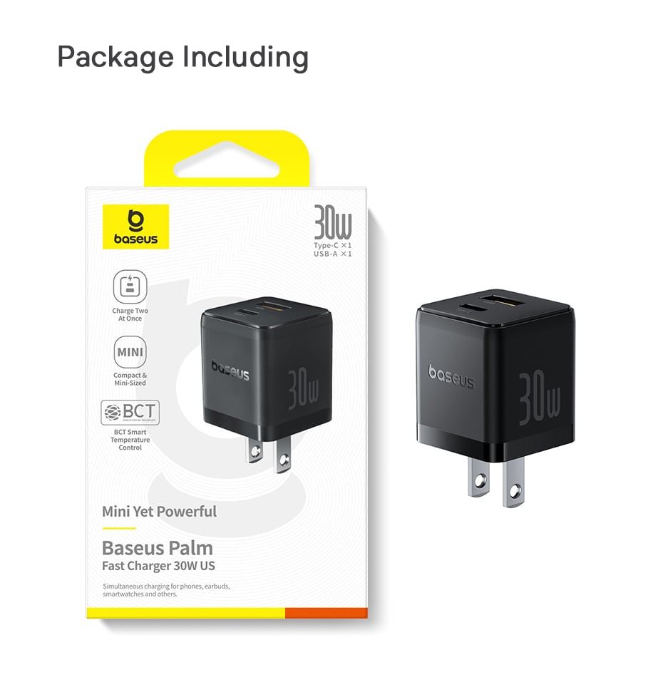 Củ sạc nhanh Baseus Palm C+U 30W lý tưởng cho sạc đa thiết bị
