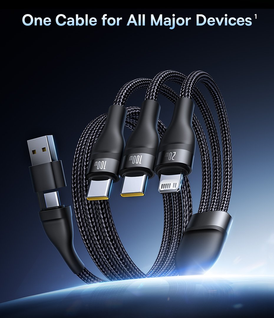 chube Cáp sạc nhanh đa năng Baseus Flash Series 3 100W C to C+C+L